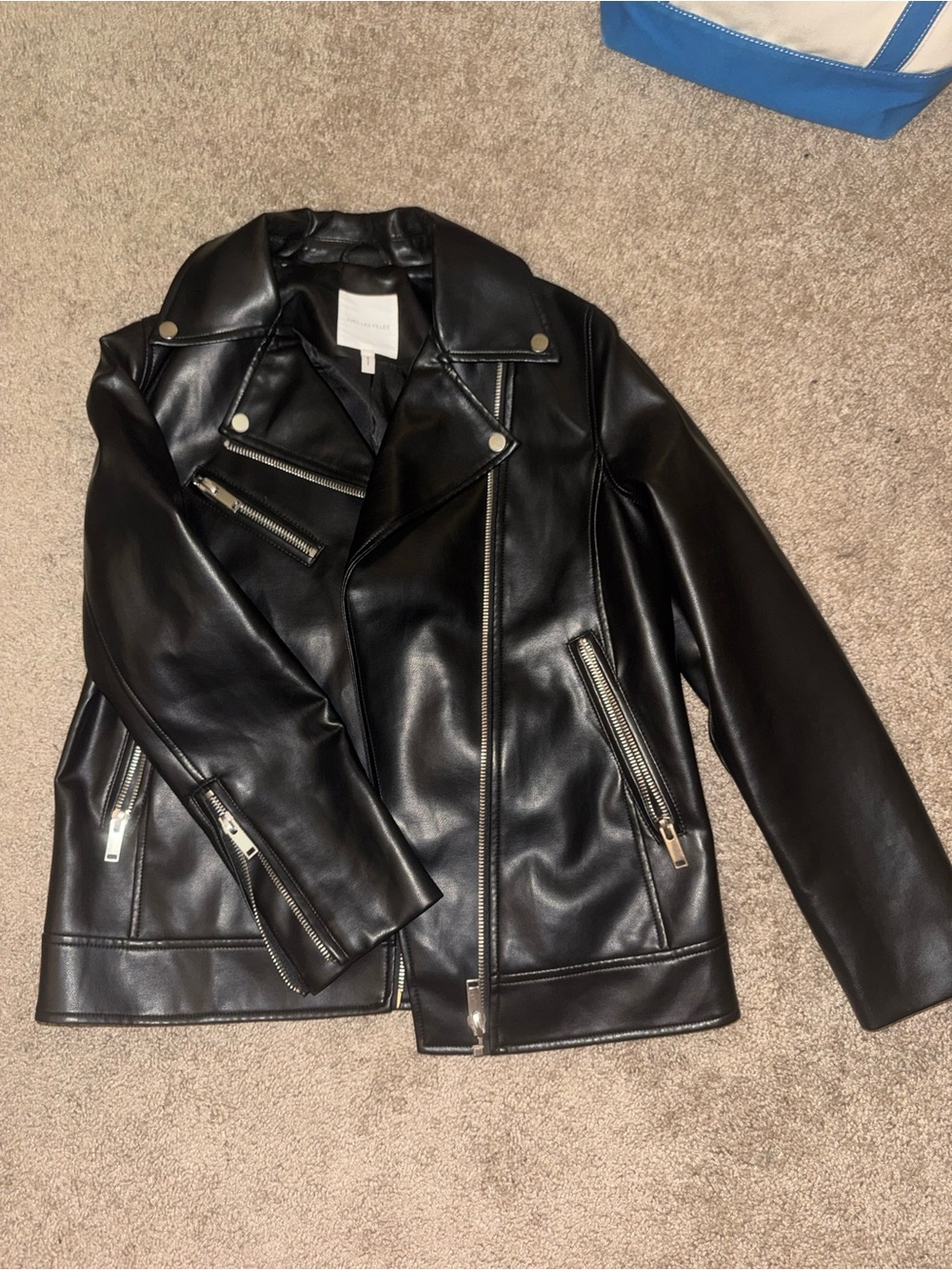 Avec Les Filles Black Faux Leather Moto Jacket
